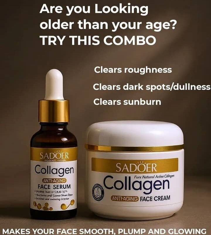 SADOER Collagen Face Cream & Serum – Hydrating & Firming Skincare Set.