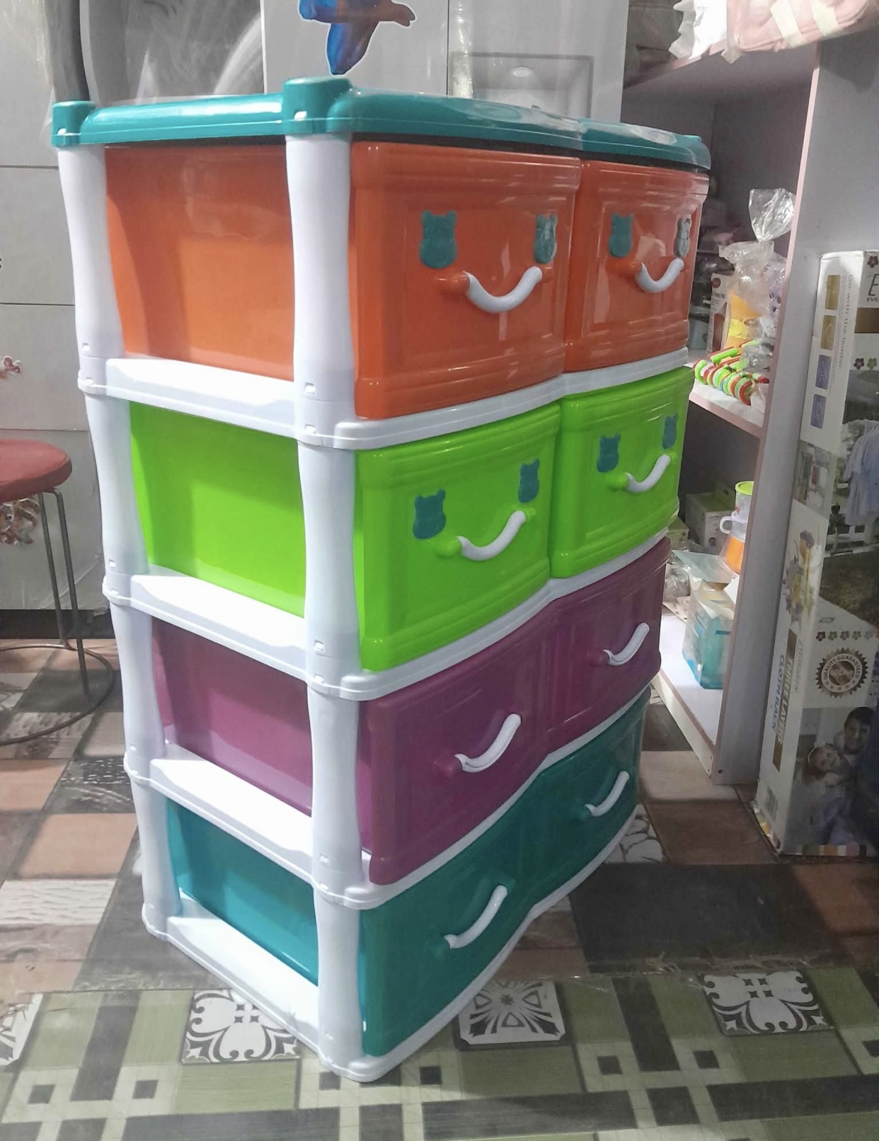 Premium Baby Plastic Wardrobe - Durable 4-Tier Kids' Storage Organizer