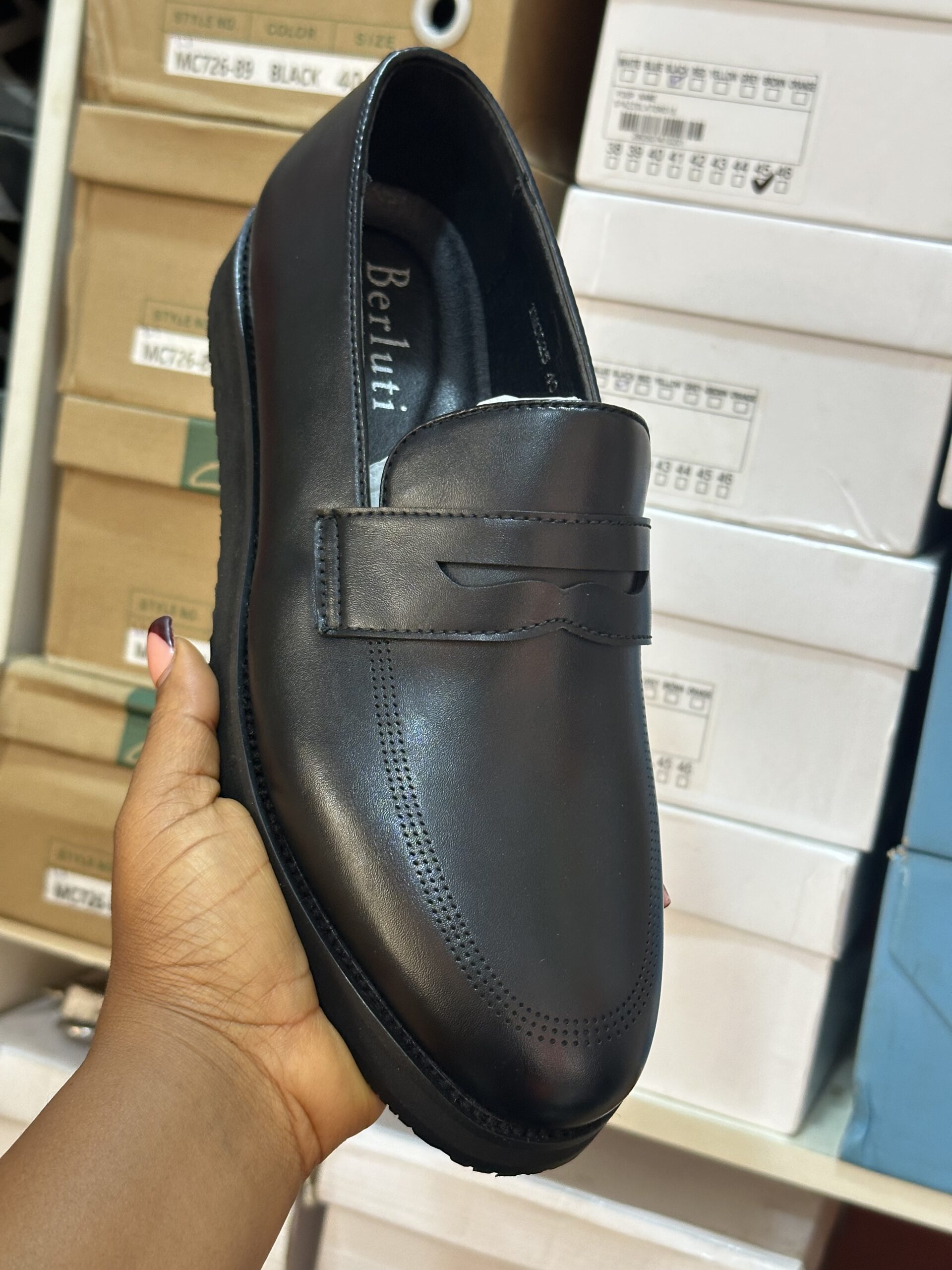 Berluti Men’s Loafers – Black Leather, Size 40 | Classic Polish-Ready Luxury Shoes