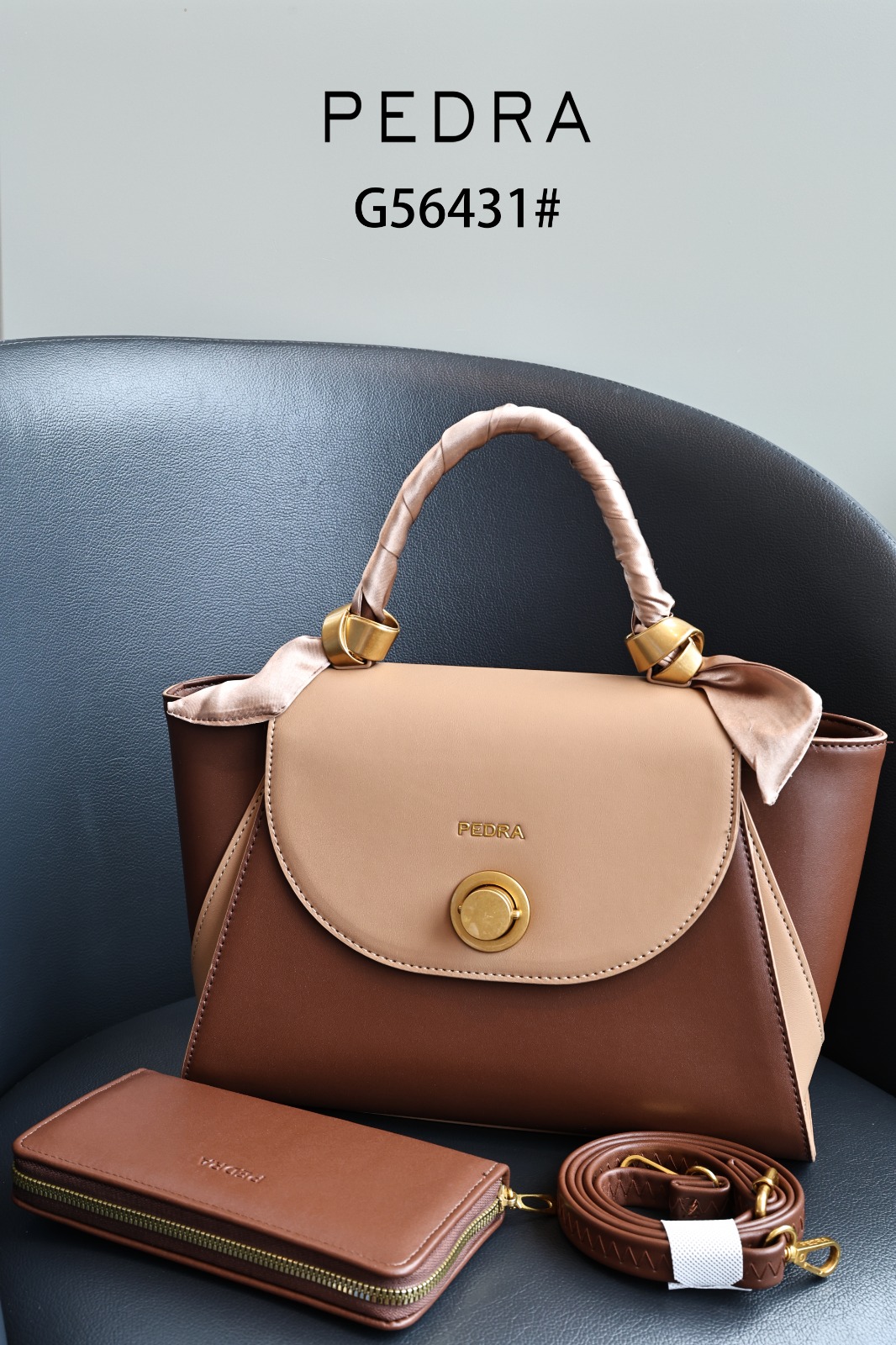 Premium Pedra Ladies Handbag – Coffee Brown & Cream | High Quality Affordable Fashion Bag - Image 2