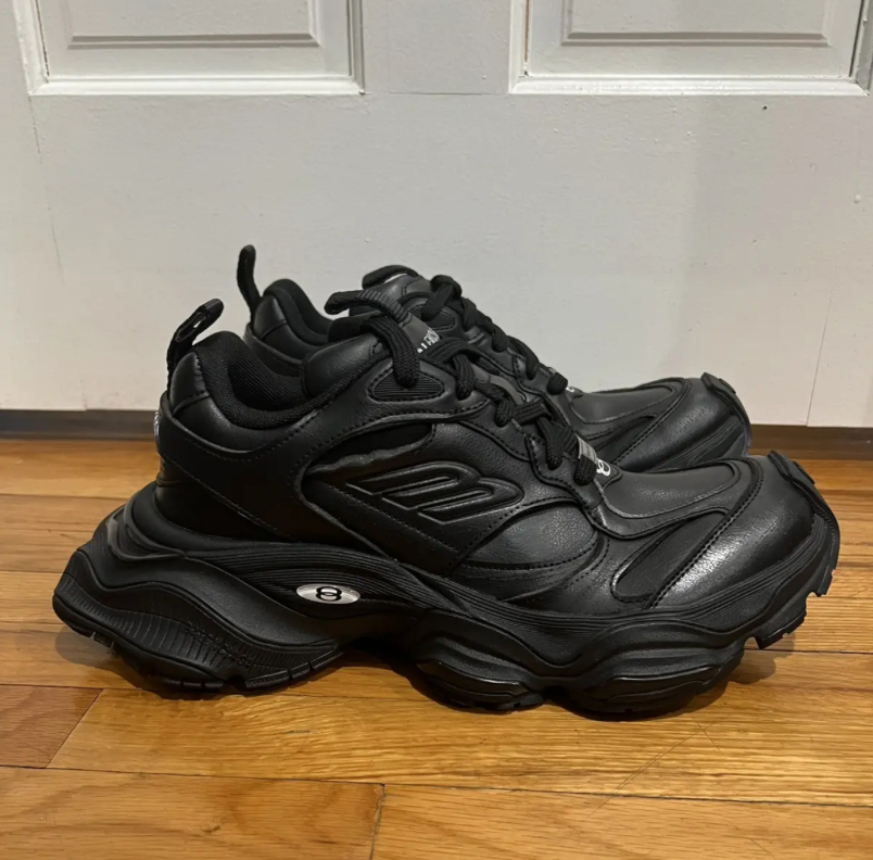 Balenciaga Cargo Oversized Sneakers – Black & White/Blue | Luxury Chunky Designer Style