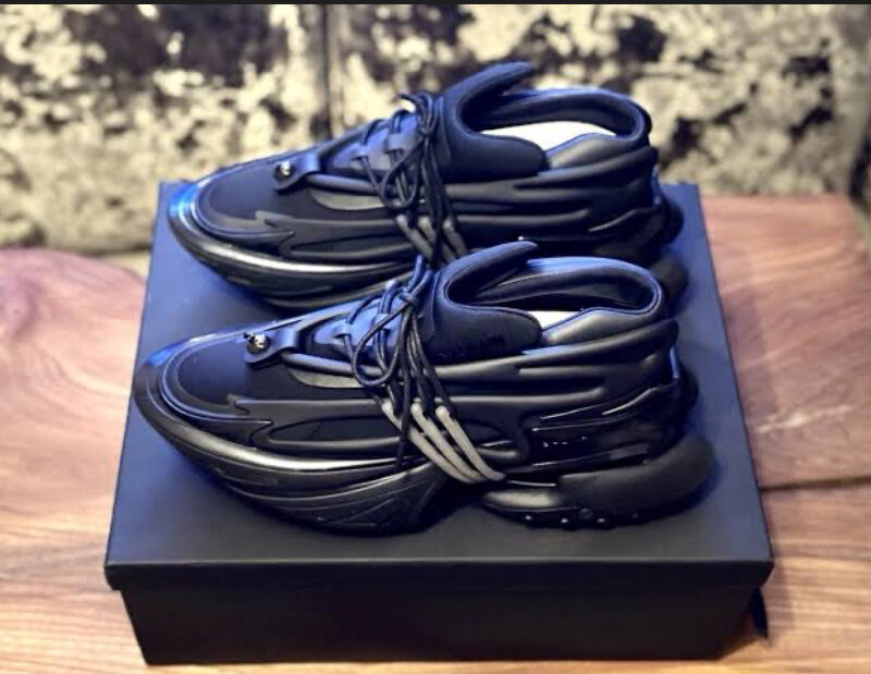 Balmain Unicorn Sneakers – Black Neoprene & Calfskin Leather | Luxury Streetwear Size 44 (1 in Stock)