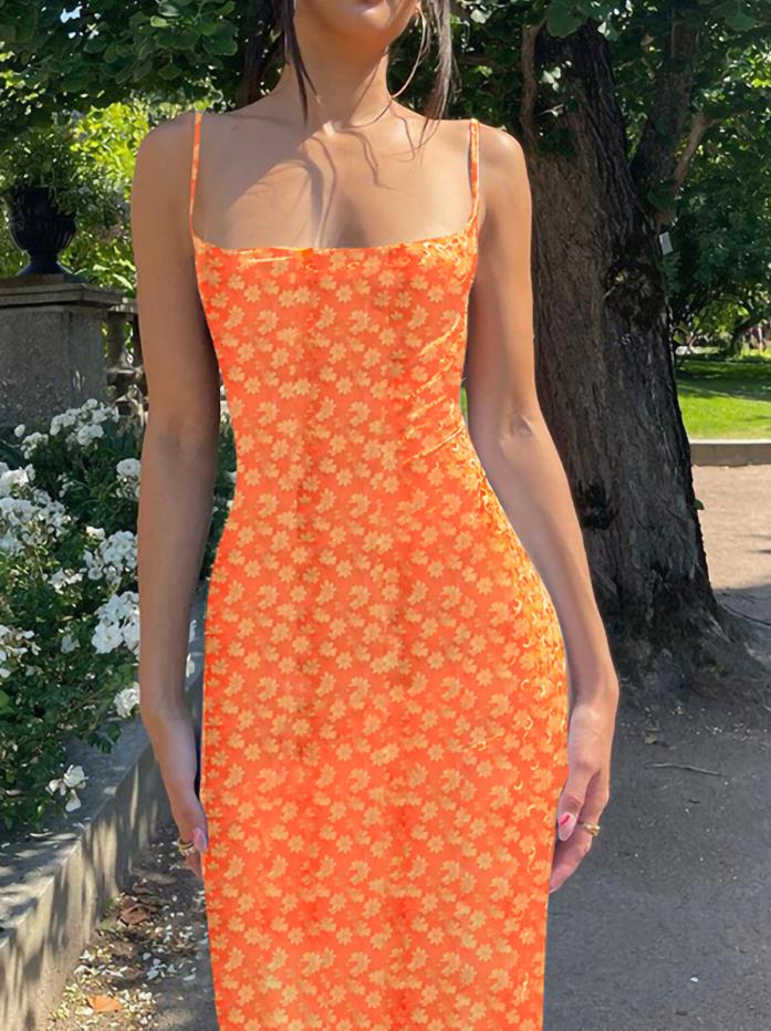 Y2K Floral Spaghetti Strap Bodycon Dress – Sexy Backless Summer Sundress For Ladies - Image 4