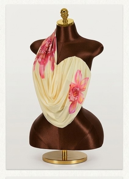 Women’s One-Shoulder Floral Chiffon Scarf Top – Draped Asymmetric Corset Cami - Image 2