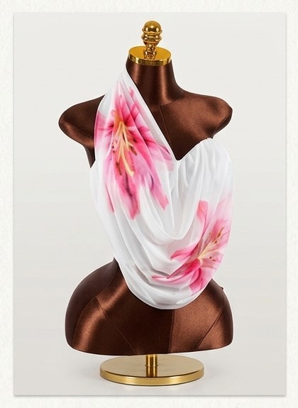 Women’s One-Shoulder Floral Chiffon Scarf Top – Draped Asymmetric Corset Cami