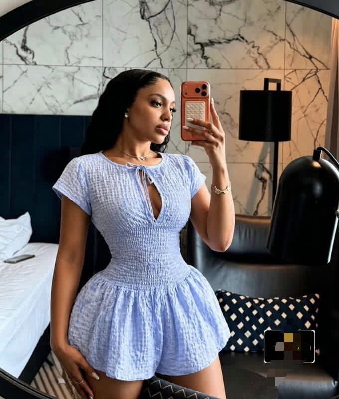 Elegant Sky Blue Smocked Playsuit β Seersucker Romper with Bow Detail