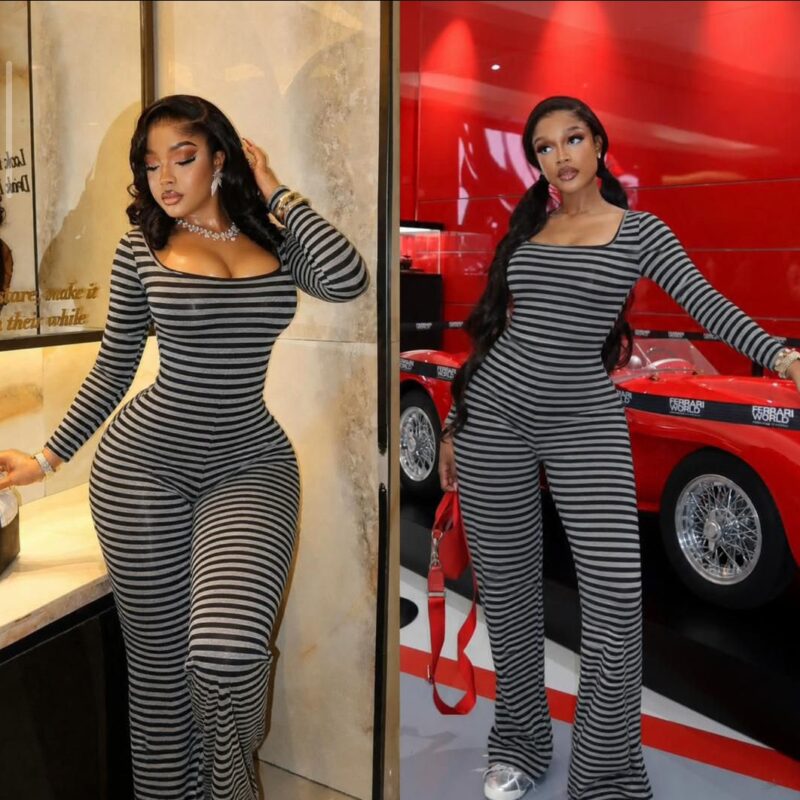 Bodycon Striped Long-Sleeve Jumpsuit β Classy Casual Outfit for Ladies
